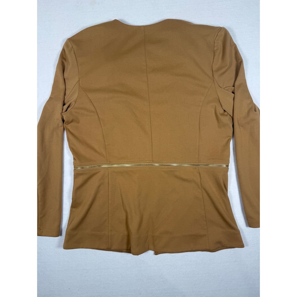Grace Elements Womens XL Tan Zipper Waist Hook Eye Open Front Blazer Jacket - Picture 10 of 11